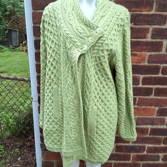 Aran Crafts Hand Knit Irish Cable Wool SweaterL - Picture 2 of 11